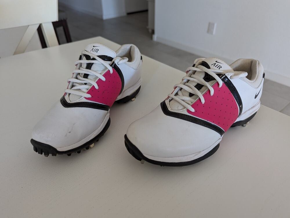 Nike Air Women 6.5 Golf Shoes Saddle Oxford White Pink Cleats spike